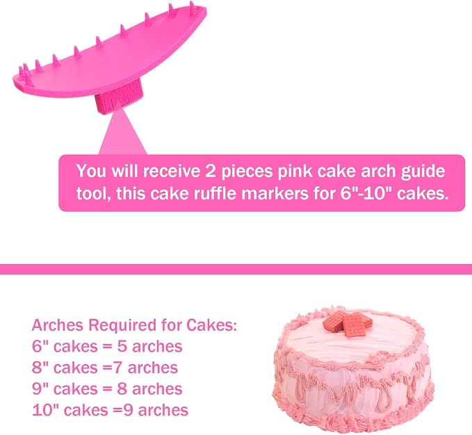 2 PCS Cake Arch Guide Tool, Ruffle Guide Stencil Cake Writing Tools Cakes Arc Ruler Cakes Ruffle Marker for Controlling the Size and Position of the Arc for Beginners and Bakers