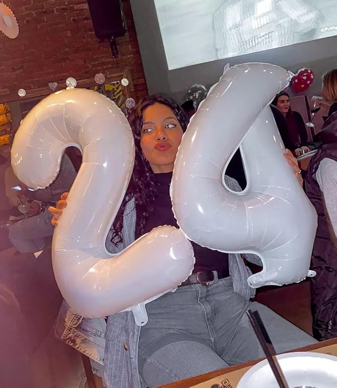 White 4 Balloon, Translucent Number Balloons 40 Inch, 4th White Party Decorations, Four Large Numbers for Party Decor, Number 4 Balloon