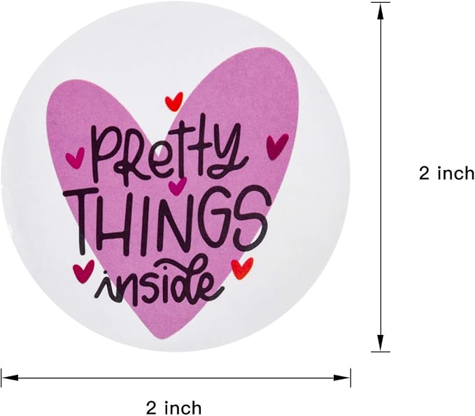 WRAPAHOLIC 2 Inch 500 Total Labels Pretty Things Inside Stickers - Heart Thanks for Shopping Small Shop Local Handmade