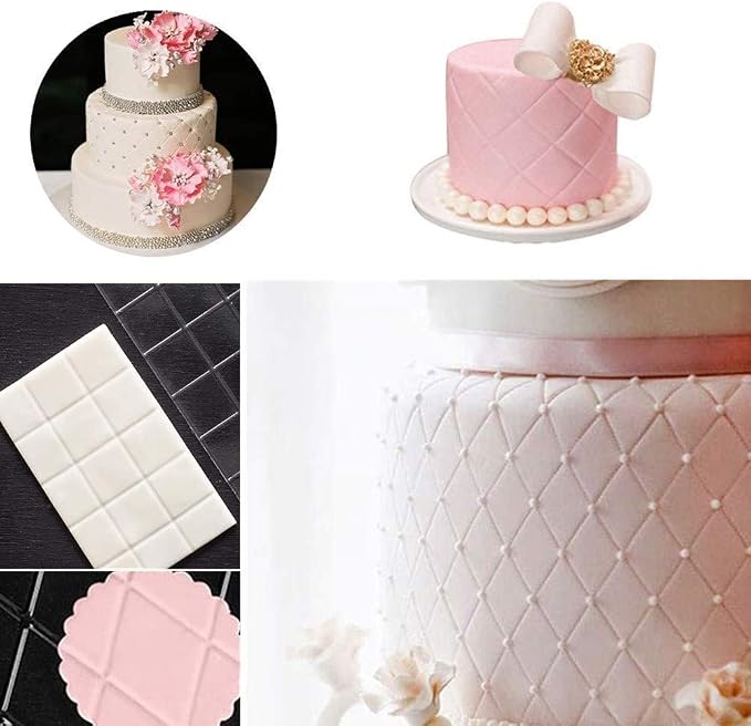 8 Pcs Embossing Mat, Fondant Impression Mat for Cake Decorating Clear Plastic Cake Decorating Tool