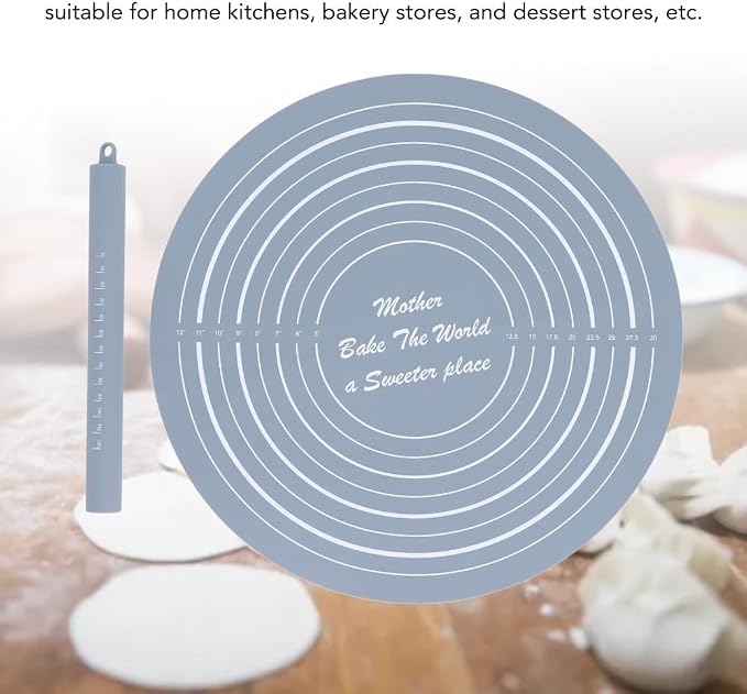 Measurement Markings and Non-Stick Mat – 13.19 Inch Dough Mat with Grid Guide for Baking, Pastry, Cookie Dough, Easy Clean Kitchen Accessory(Grey)