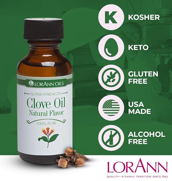 LorAnn Oils Super Strength Flavoring - Used For Candy Making, Flavoring, Baking, Hard Candy, & Flavor Oils - Bold, Natural Flavors 4X Stronger Than Extracts - Clove Leaf Oil, 0.125 fl oz