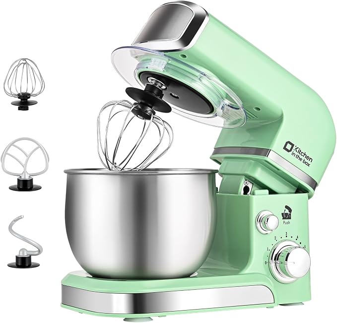 Kitchen in the box Stand Mixer,3.2Qt Small Electric Food Mixer,6 Speeds Portable Lightweight Kitchen Mixer for Daily Use with Egg Whisk,Dough Hook,Flat Beater