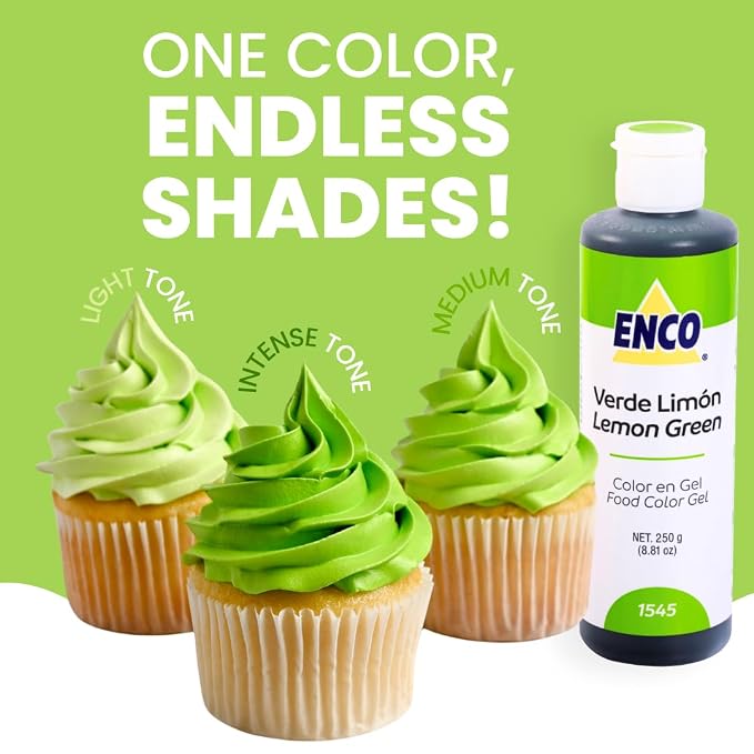 ENCO Food Coloring Gel Lime Green 8.8 oz (250g) Concentrated, Vegan