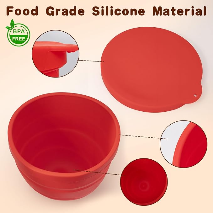 Silicone Liners for KitchenAid 5 Qt Tilt - Head Stand Mixer - Odorless, Thicker, Heat/Cold - Resistant & Non - Stick, Set of 3 with Lids