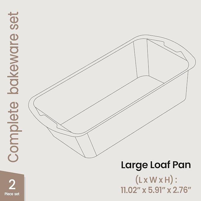 Nonstick Loaf Pan Set Pack of 2, 10.2" & 11" Large Baking Bread Pan, Oven Safe Up to 450°F, PFOA, PFOS, PTFE Free, Space Saving Stackable Design, Stain Resistant, Dishwasher Friendly, Blue Marble