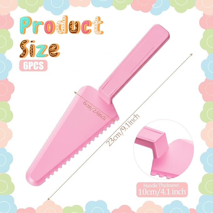 6 Pcs Plastic Cake Knife, 9.1inch Plastic Cake Cutter, Plastics Pizza Cutters for Wedding Party, Pie, Pastry Slicer Serving Utensils for Kitchen