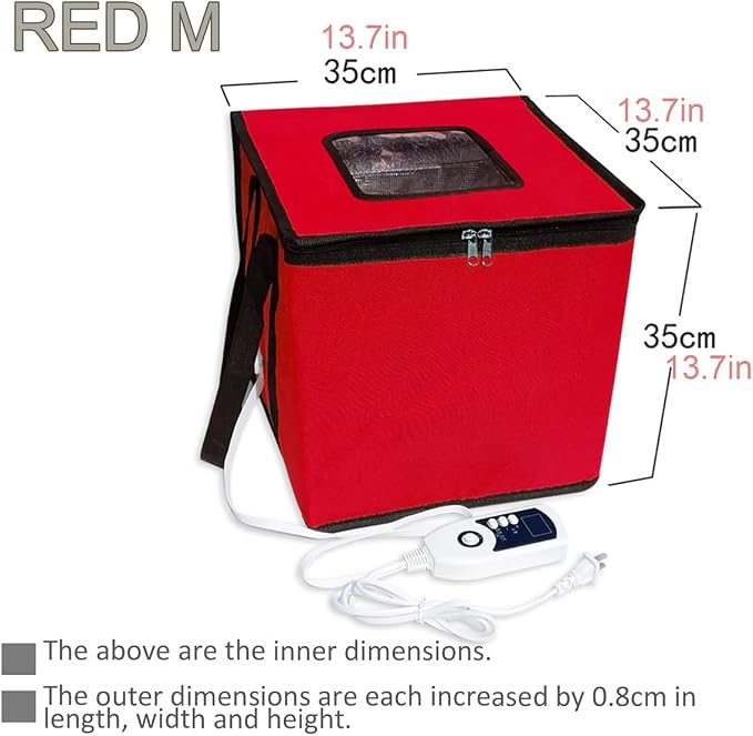 Pizza Dough Proofing Box, Foldable Bread Proofer, Adjustable Temperature, Easy to Clean, Bread Proofing Box for Making Cakes, Bread, Biscuits red M