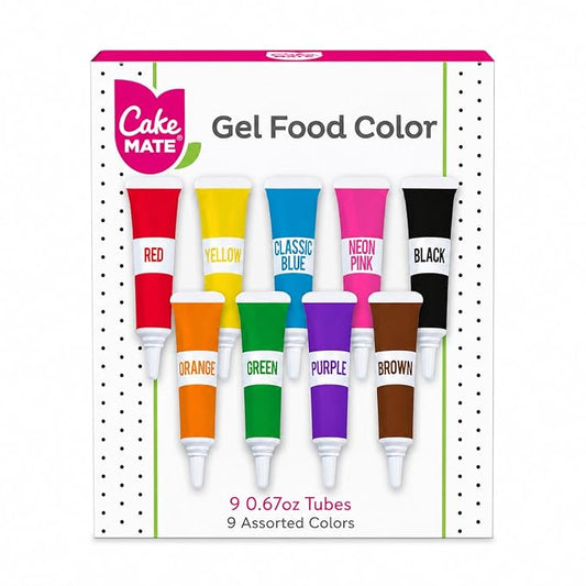 Cake Mate 9-Pack Gel Food Coloring Set for Easter Egg Dying - Assorted Colors for All Your Baking Needs, Perfect for Cakes, Cookies, and More (0.67oz per container)