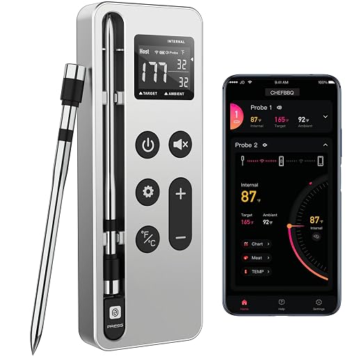 Wireless Meat Thermometer Digital - 800FT Stable Bluetooth Food Thermometer for Cooking, NIST 0.5F Accuracy, Wireless Meat Probe for Kitchen Grill BBQ Oven Smoker