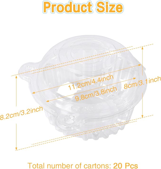 Hewnda 100 Pack Plastic Single Individual Cupcake Muffin Dome Holders Cases Boxes Cups Pods,Great for parties or cake,muffin sales