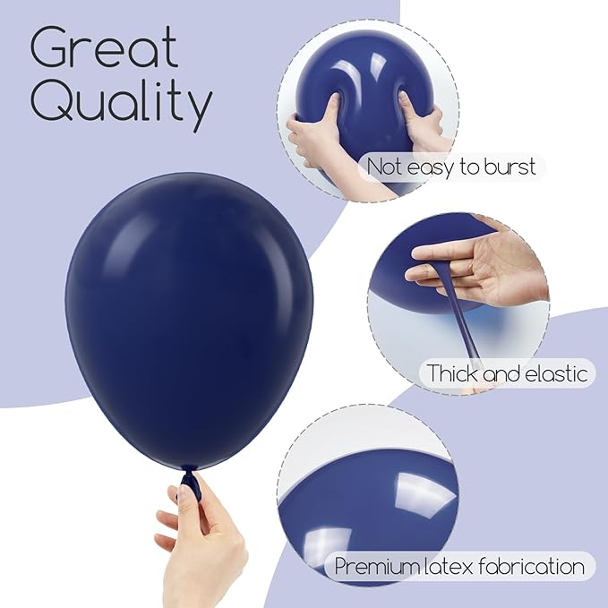 120pcs Navy Blue Balloons, 18 12 10 5 inch Navy Blue Balloons Different Sizes Dark Blue Balloon Arch Kit for Graduation Wedding Birthday Party Decorations