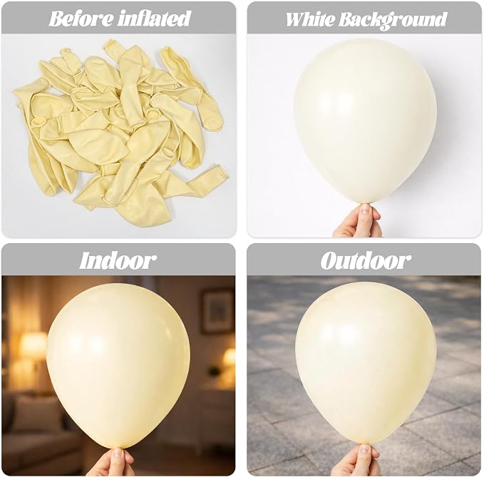 Voircoloria 90pack Ivory Balloons Different Size 18/12/10/5 Inch Ivory White Balloon Garland Arch Kit for Graduation, Wedding, Birthday, Princess Theme, Baby Shower, Anniversary Party Decorations