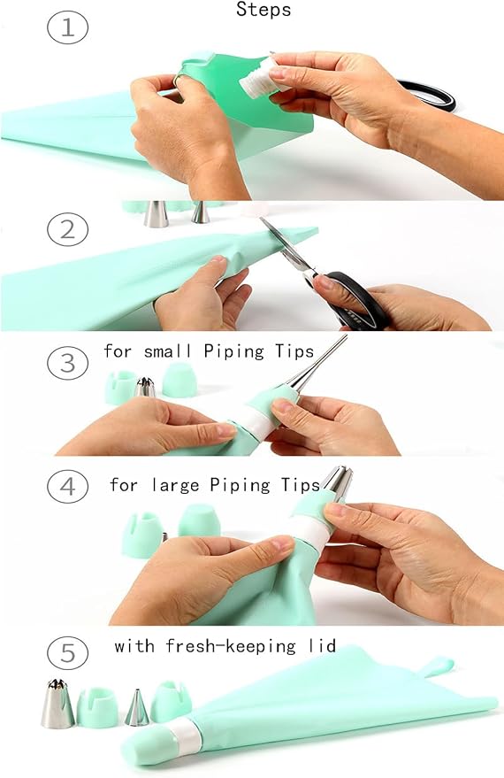 18Pcs Large Piping Tips and Couplers Set for Piping Bgs, Stainless Steel Cake Decorating Piping Tips for Cupcake Puff Cookie - 2Pcs Cleaning Brush