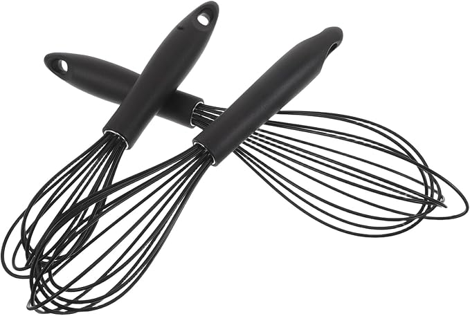 ABOOFAN 3pcs Silicone Whisk Set with Small, Medium, Large Balloon Whisks – Manual Handheld Egg Beater and Milk Frother, Silicone Coated for Non-stick Cookware, Kitchen Mixing and Blending