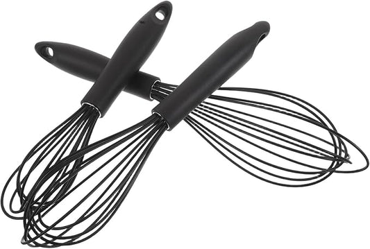 ABOOFAN 3pcs Silicone Whisk Set with Small, Medium, Large Balloon Whisks – Manual Handheld Egg Beater and Milk Frother, Silicone Coated for Non-stick Cookware, Kitchen Mixing and Blending
