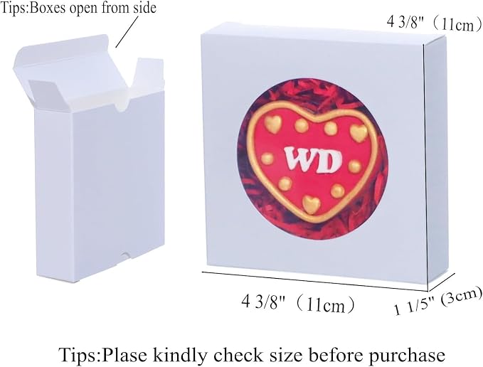 RomanticBaking Valentine Cookies Boxes With Window 4 3/8" x 4 3/8" x 1 1/5" 100 Pack individul Pyo Small Gift Boxes Mini Dount/Pie Boxes