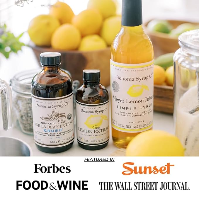 Sonoma Syrup Co Pure Lemon Extract 4 oz | for Baking | Hand Crafted in the USA
