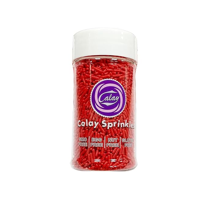 Homipooty Red Soft Jimmies Sprinkles Edible Candy Jimmies Sprinkles for Cake Decorating 78g/2.75oz Cookie Cupcake Topper Ice Cream