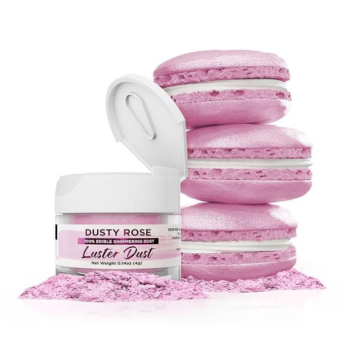 Luster Dust - Dusty Rose (4g 1x Jar) | Edible Vegan Dust & Paint for Cake Decorating, Ice Cream, Desserts, Cocktails and Beverages by Bakell