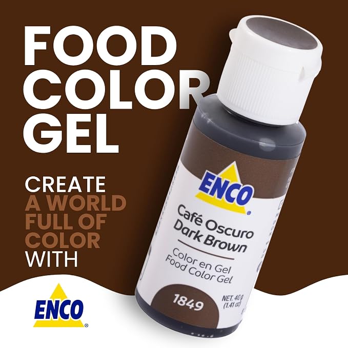 ENCO Food Coloring Gel Dark Brown 1.41 oz (40g) Concentrated, Vegan