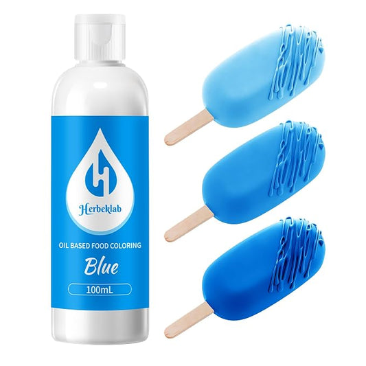 Blue Oil Based Food Coloring for Chocolate – Herbeklab 100ml Professional Concentrated Oil Food Dye for Candy Melts, Chocolate, Cake Pops, Strawberries & Baking