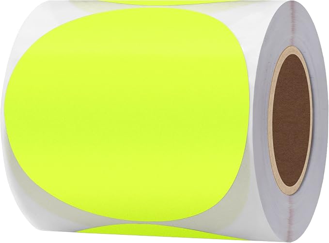 Hybsk Round Color Coding Circle Dots Labels Warehouse Inventory Organizer Stickers (3 inch, Fluorescent Yellow)