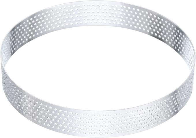 HARFINGTON Stainless Steel Tarts Rings 5.1" Perforated Metal Circle Baking Dessert Mousse Round Cake Ring Non Stick for Home Kitchen Food Cheese Making Tool