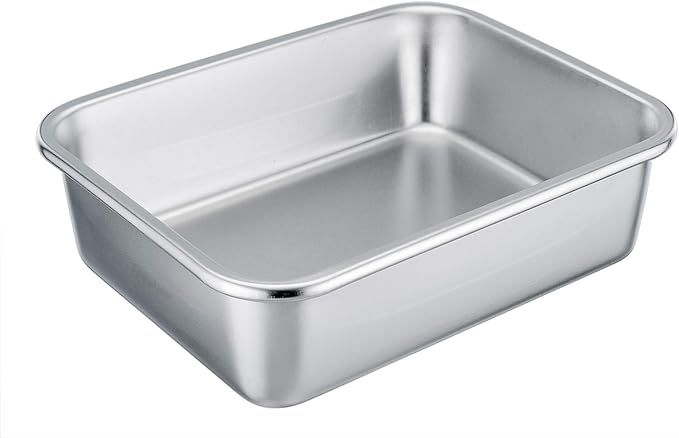 TeamFar Rectangular Cake Pan Brownie Pan, Stainless Steel Lasagna Casserole Baking Pan, 8’’x10’’x3’’, Rust Free & Non Toxic, Easy Clean & Dishwasher Safe