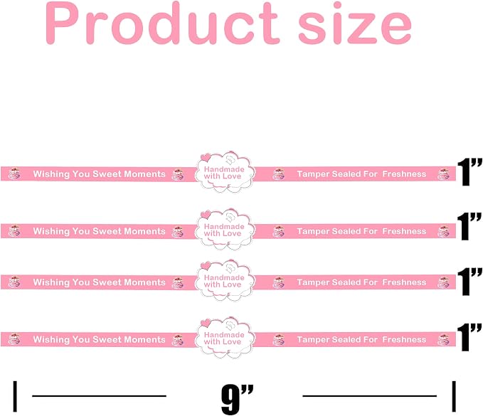Food Retail Package Seal Labels,9x1 Inch Safe Secure Tamper Evident Labels,Tamper Resistant Stickers,Baking Gift Box Stickers for Handmade Baking Craft Arts,Hand Made Sticker 500 Pcs (500 pcs)