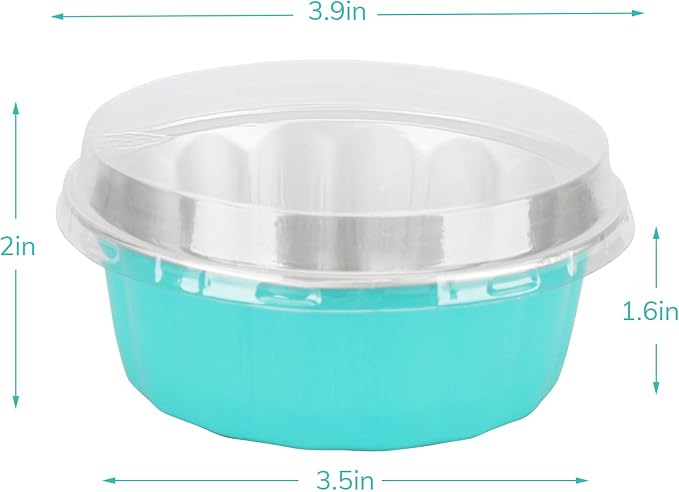 Beasea Aluminum Foil Baking Cups with Lids, 8oz 100 Pack Disposable, Blue, Perfect for Wedding, Birthday, and Other Occasions
