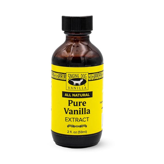 Singing Dog Vanilla Pure Vanilla Extract, 2 fl oz - All-Natural, Non-GMO, Sugar-Free, Corn-Free - Allergen-Free USA Facilities, Kosher, Vegan