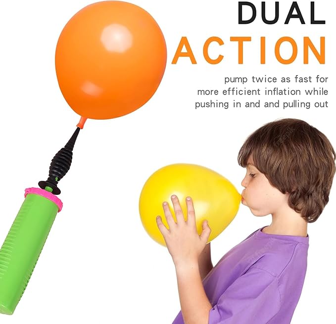 Balloon Pump Hand Held 2-Way Dual Action Air Pump for Balloons, Yoga Balls, Swimming Rings
