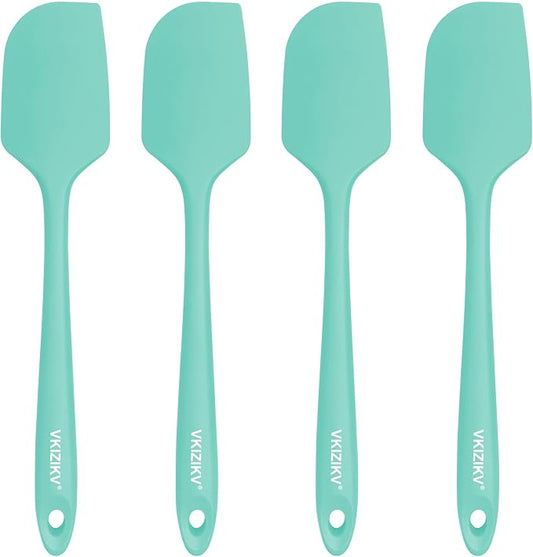 4 Pcs Silicone Spatula Set, 11.4 In, 600°F Heat Resistant Rubber Spatulas for Baking, Cooking & Mixing, Flexible and Non-Stick Kitchen Utensils, Seamless & Dishwasher Safe (Green)