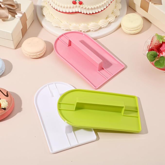 3pcs Icing Smoother, Fondant Smoother, Cake Smoother for Icing, Cake,with Handle 5.67 X 3.15in, Pink, Green, White