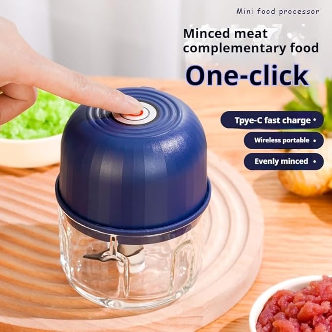Model Type-c Rechargeable Food Processor Electric , Mini Food Chopper, Garlic Crusher, Onion Chopper, Portable Mini Food Processor for Garlic, Ginger, Chilli, Vegetable