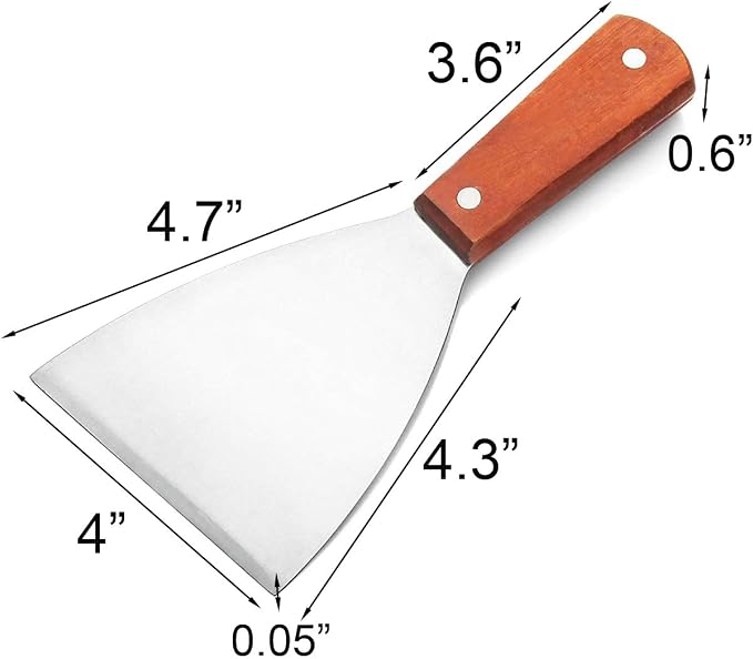 2PCS Stainless Steel Slant Grill Griddle Spatula Scraper Diner Flat Straight Blade