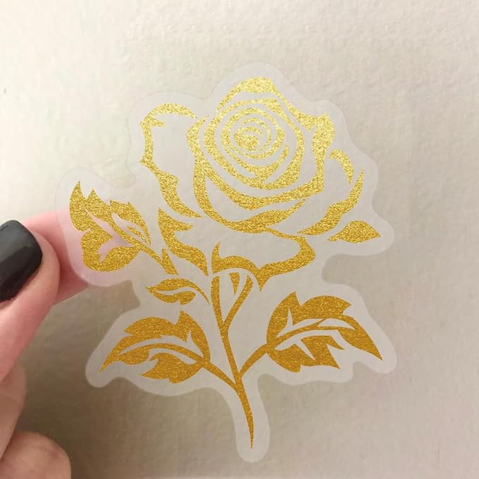 50pcs Transparent Golden Plants Flower Stickers PET Waterproof Nature Flower Decals Decorative for Water Bottles Phone Cases Laptops Scrapbook DIY Crafts Album Journal Plant Enthusiast (Golden Plants)