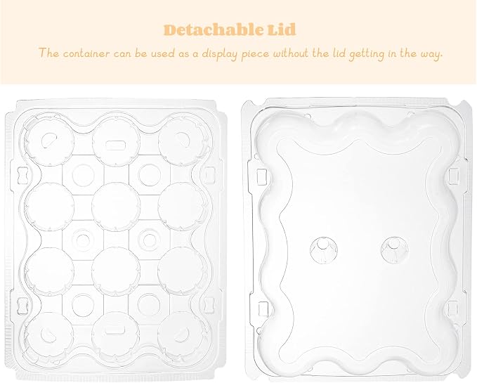 AVLA 24 Pack Mini Cupcake Containers, 12-Count Plastic Cupcake Carrier, Stackable Cupcake Box with Detachable Secure High Top Lid, Disposable Cupcake Holder Tray, Muffin Packaging Transporter To Go