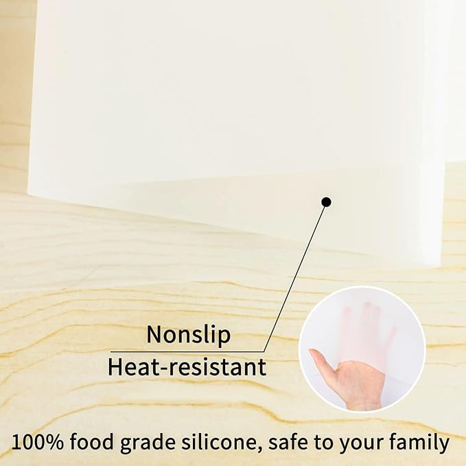 Standard SiliconeTable Placemat, Food-Grade Silicone Table Mat for Baking Pastry Non-Stick, Kids Nonslip Dinner Placemat Heat Resistant Waterproof Countertop Protector (Translucent white)