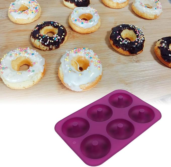 2PCS Silicone Donut Pan for Baking, 6 Cavity Silicone Donut Trays Doughnuts Baking Pans, Multifunctional Doughnut Making Trays for Kitchen