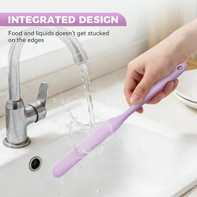 5 Pcs Silicone Jar Spatula Set, Sourdough Spurtle, Jar Scraper, Long Handle Thin Spatulas, Perfect for Jars, Bottles, Containers, Mixing, Scraping, Spreading Jam, Cake Icing and Sourdough Tools. (5)