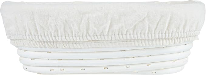 Restaurantware Bread Proofing Basket 9 Inch Oval Pack of 1 Rattan Dough Fermentation Basket With Cotton Liners, Oval Banneton Bread Rising Bowl For Home, Commercial, and Artisanal Baking