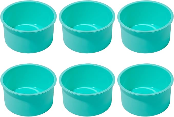 Silicone Mini Round Cake Molds, 4 Inch, Green, Set of 6