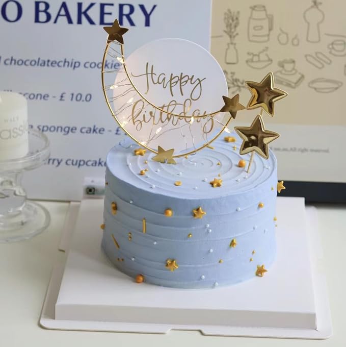 Sentovac Edible Gold Star Sprinkles | Edible Cake Cupcake Sprinkles 1 Bottle 4.23oz/ 120g | Cookie and Ice Cream Topper Decorations Large and Small Edible Stars (Gold Star)