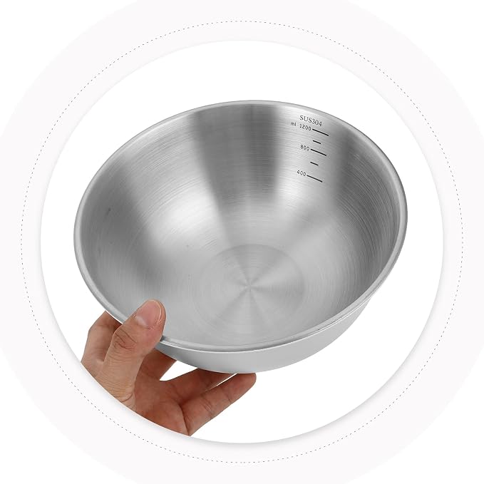 SUPVOX 2pcs 19+22cm 304 Stainless Steel Food Prep Mixing Bowls Set Nested Metal Kitchen Bowls for Washing Vegetables Baking Salad and Dough Mixing for Home Use
