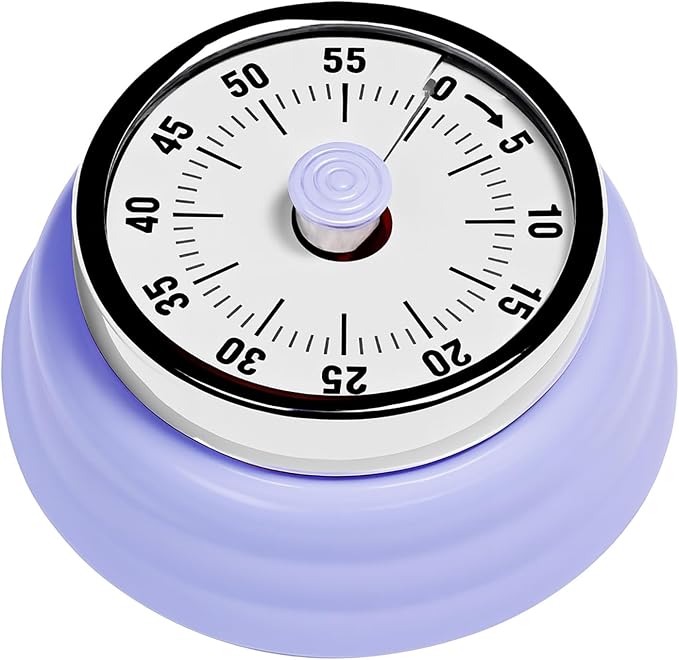 Elegant Stainless Steel Vintage Kitchen Timer with Magnetic Attachment - 60-Minute Countdown & Audible Alarm, Perfect for Cooking, Office Tasks, and Study Sessions (01-Purple)