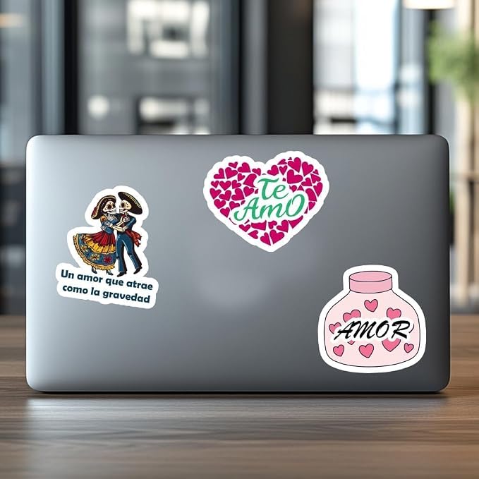 Spanish Love Stickers for Romantic Moments | Heartfelt Valentine Decals for Journals, Cards, Scrapbooks & Personalized Gifts for Phones, Laptops, Water Bottles