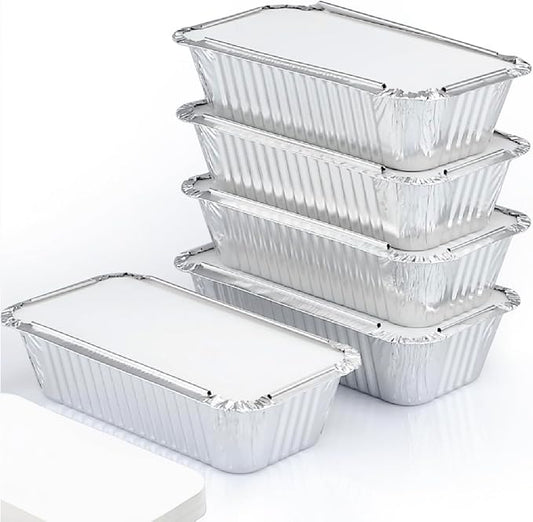 (110 Pack Aluminum Loaf Pans with Lids, Disposable Bread Tins for Baking, Lunch Containers, Single Serve Baking Dishes - Foil Loaf Pans, Aluminum Bread Pans (7.8 x 4.3 x 2 Inches)