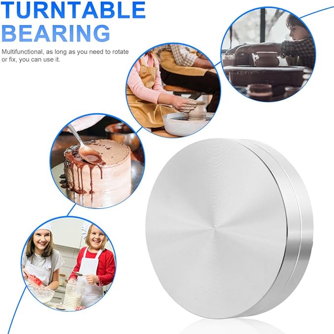 SHINEOFI Aluminum Alloy Turntable Bearing 3.14In Round Rotating Cake Stand Base for Baking Tray Swivel Display and Serving